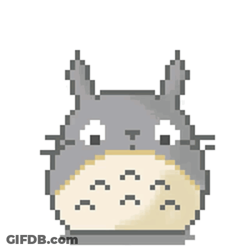 Pixel Art Gray And White Rabbit With Big Eyes GIF