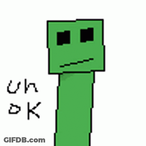 Pixel Art Green Creeper Sad Face Uh Ok GIF