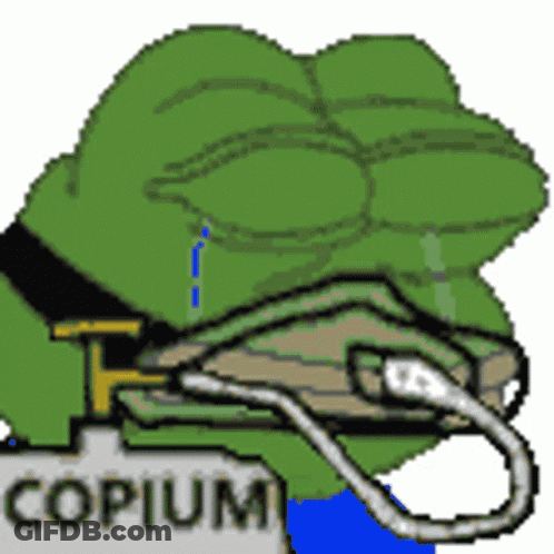 Pixel Art Green Frog Copium GIF