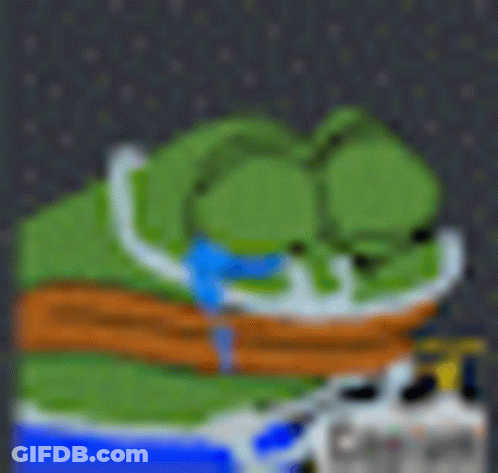 Pixel Art Green Frog On Blue And White Cooler GIF