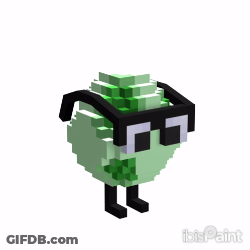 Pixel Art Green Heart With Glasses GIF
