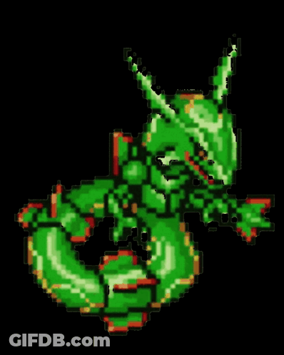 Pixel Art Green Snake With Red Spots GIF