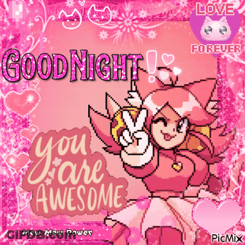 Pixel Art Greeting Card Saying Good Night GIF