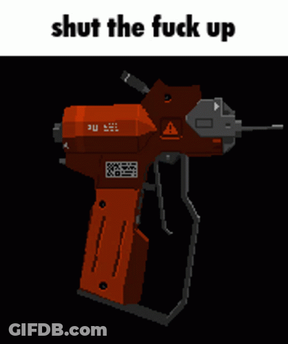 Pixel Art Gun Saying Shut The Fuck Up GIF