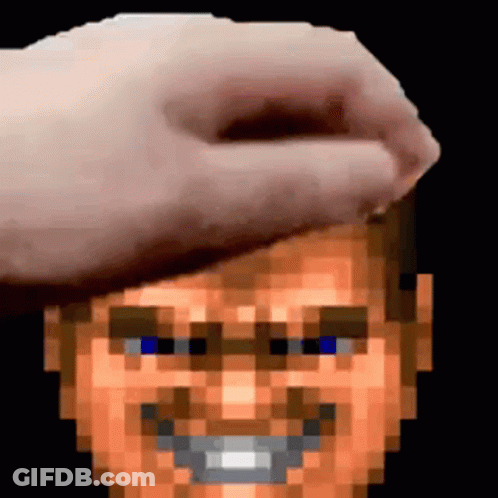 Pixel Art Hand Touching Man's Face GIF