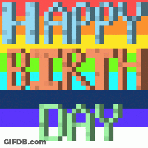 Pixel Art Happy Birthday Greeting Card GIF