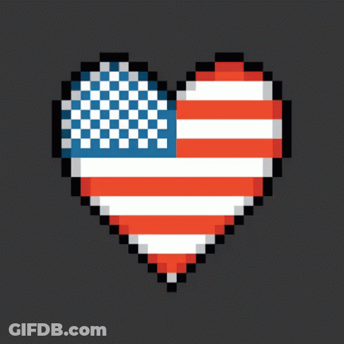 Pixel Art Heart With American Flag GIF
