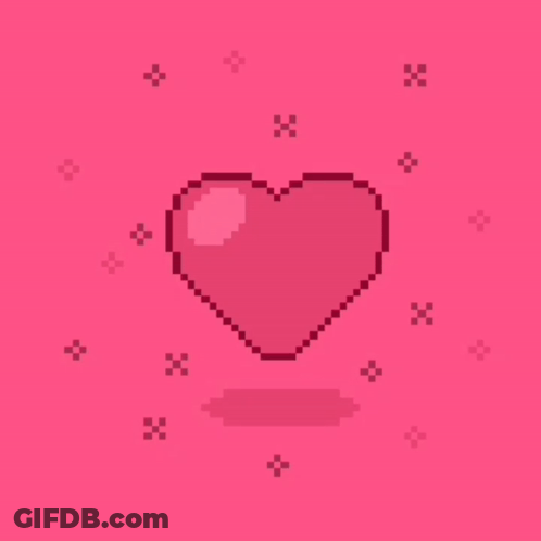 Pixel Art Heart With Stars On Pink GIF