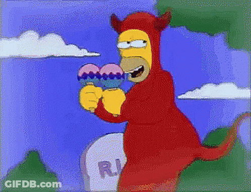 Pixel Art Homer Simpson Devil Costume Ice Cream Cones GIF