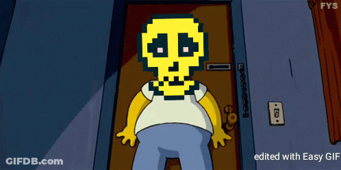 Pixel Art Homer Simpson With Skull On Head GIF