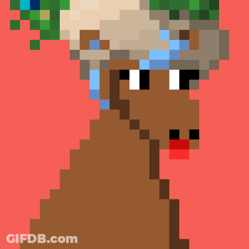 Pixel Art Horse Wearing Green Hat GIF