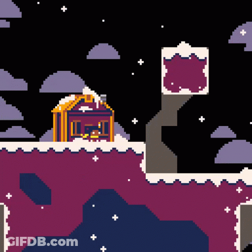Pixel Art House With Snow GIF