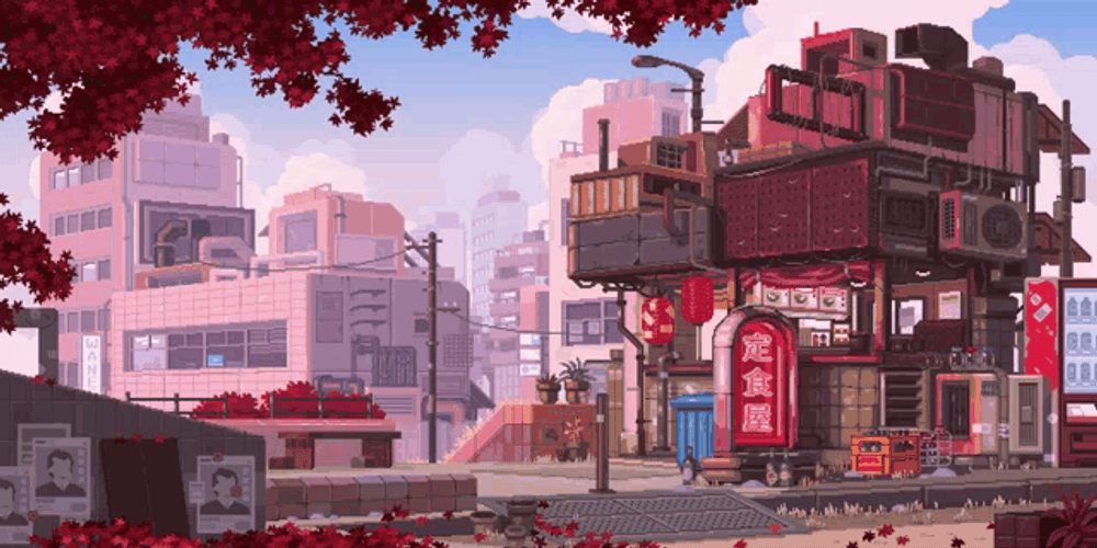 Pixel Art Japan Street GIF
