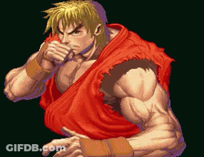 Pixel Art Ken Street Fighter Red Shirt GIF