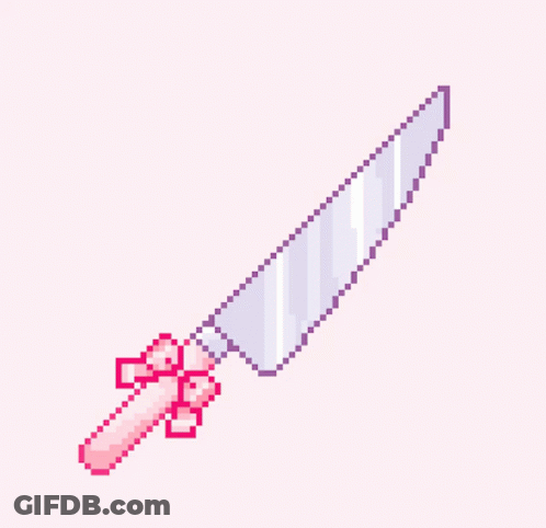 Pixel Art Knife With Pink Bow GIF