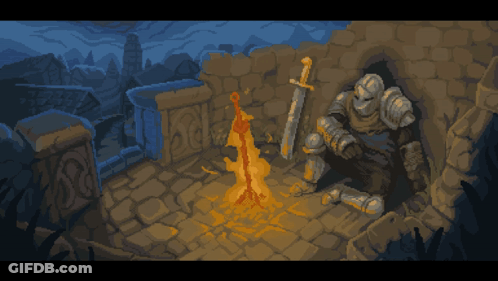 Pixel Art Knight With Sword GIF