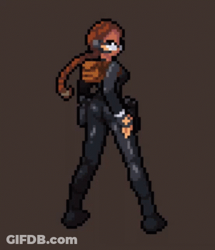 Pixel Art Lara Croft Holding Sword GIF