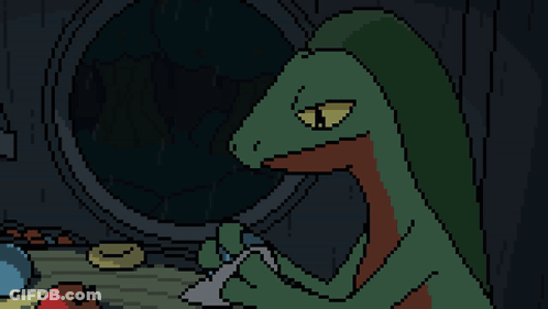 Pixel Art Lizard Looking Out Window GIF