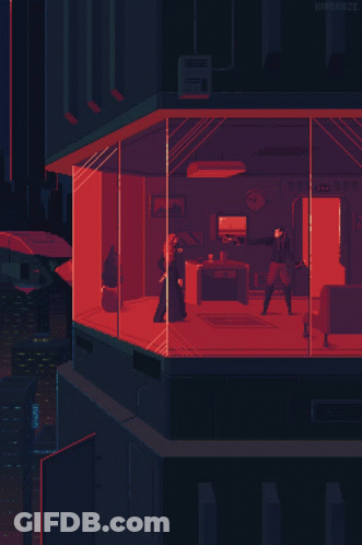 Pixel Art Man And Clock 3:00 GIF