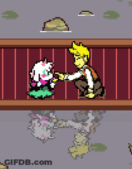 Pixel Art Man And Dog Holding Hands GIF