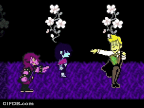Pixel Art Man And Girl Dancing In Field Of Flowers GIF