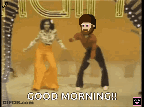 Pixel Art Man And Woman Dancing Good Morning GIF