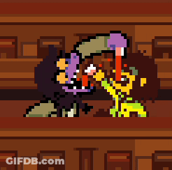 Pixel Art Man And Woman Holding Swords GIF