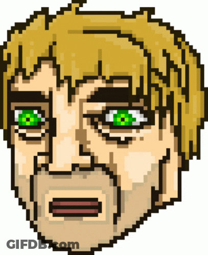 Pixel Art Man Face With Green Eyes GIF