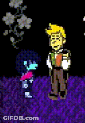 Pixel Art Man Giving Flower To Child GIF