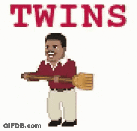 Pixel Art Man Holding Baseball Bat With Twins GIF
