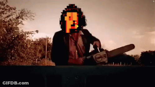Pixel Art Man Holding Chainsaw GIF