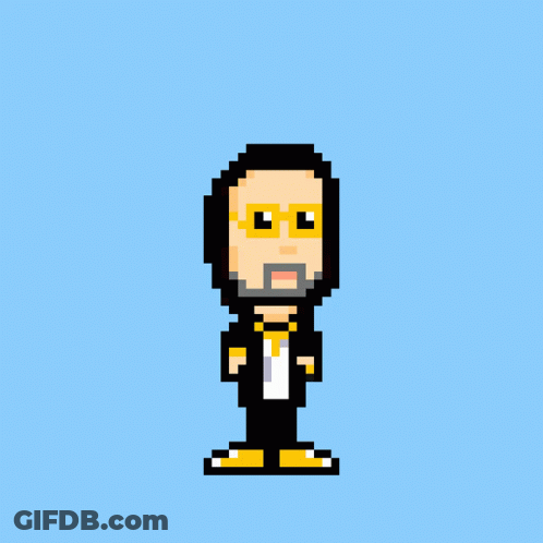 Pixel Art Man Holding Green Bottle With Letter A GIF