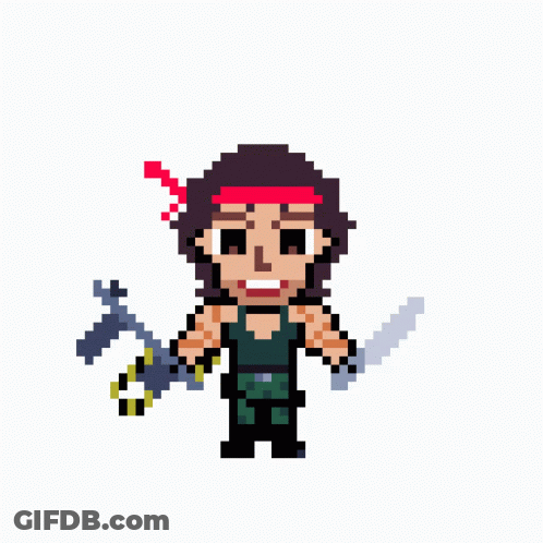 Pixel Art Man Holding Gun Nothing's Ever GIF