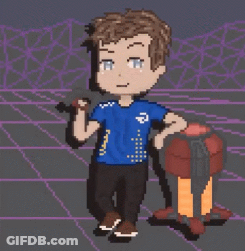 Pixel Art Man Holding Gun GIF