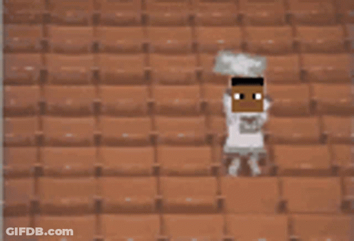 Pixel Art Man Holding Pillow In Stadium GIF