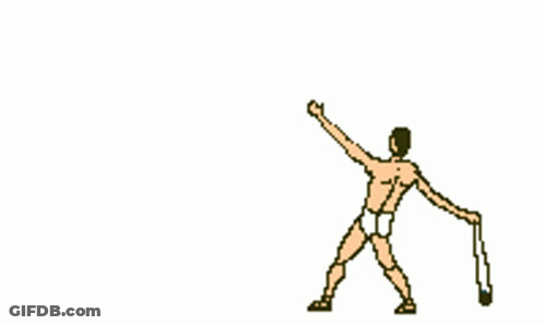 Pixel Art Man Holding Rope GIF