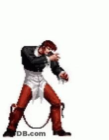 Pixel Art Man In Black Jacket And Red Pants GIF