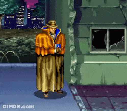 Pixel Art Man In Cape And Building GIF