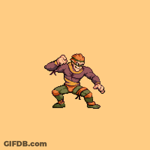 Pixel Art Man In Purple Shirt And Green Shorts GIF