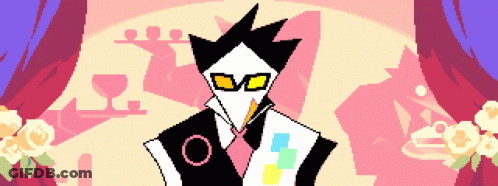 Pixel Art Man In Suit And Tie Pink Curtain GIF