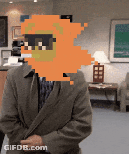 Pixel Art Man In Suit And Tie With Orange Face GIF