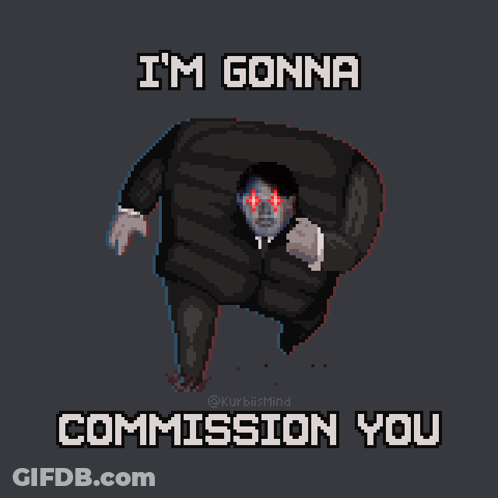 Pixel Art Man In Suit With Red Eyes GIF