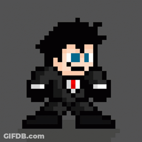 Pixel Art Man In Suit With Red Tie GIF
