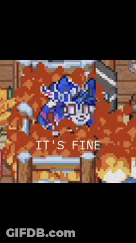 Pixel Art Man Laying On Ground Saying It's Fine GIF