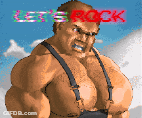 Pixel Art Man Let's Rock GIF