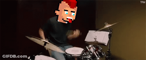 Pixel Art Man Playing Drums TFM GIF