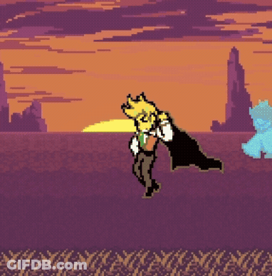Pixel Art Man Running In Field With Ghosts GIF