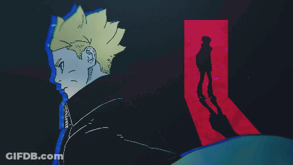 Pixel Art Man Standing Before Red Arrow GIF