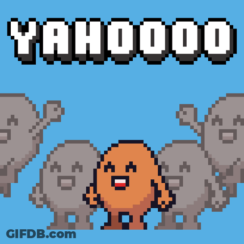Pixel Art Man Standing In Front Of Yahoo Sign GIF