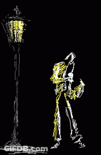 Pixel Art Man Standing Next To Lamp Post GIF
